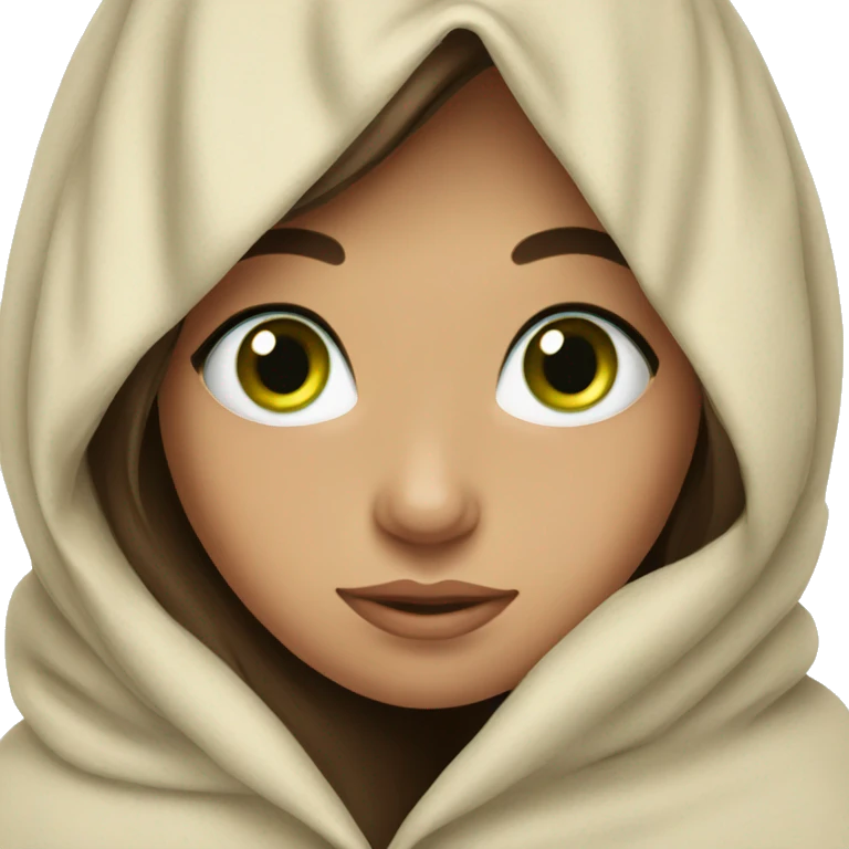 Brunette girl green eyes in blanket emoji