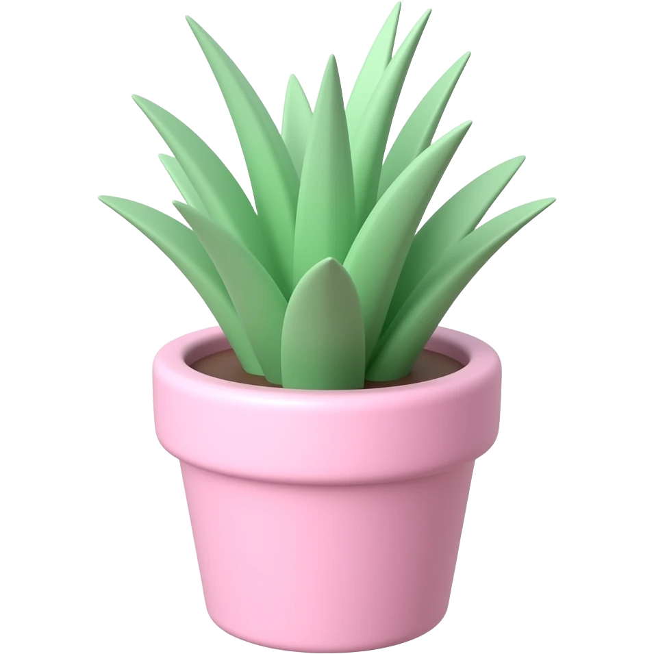 soft pastel plant with pot, transparent background inspired by barbie colour pallete emoji