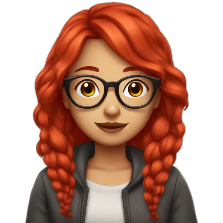 Girl Red hair glasses cute emoji