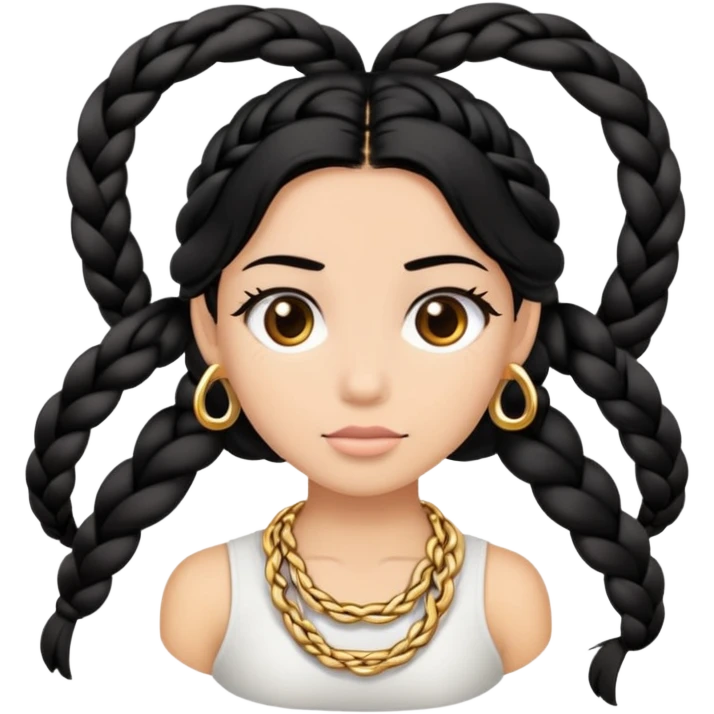 black hair braid with gold rings emoji