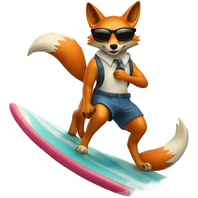 Surfing Fox wearing sunglasses emoji
