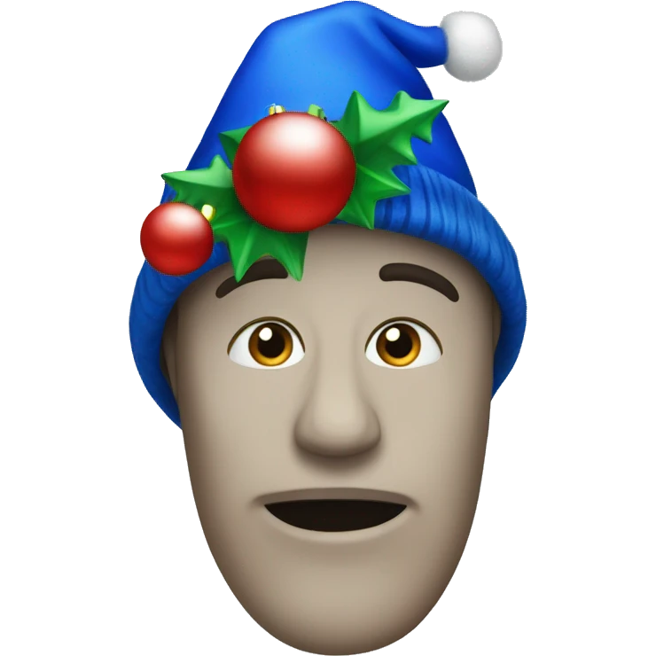 Blue Christmas tree hat emoji