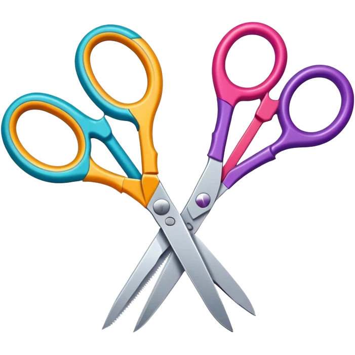 pair of scissors and cut paper shapes, fun and inviting emoji