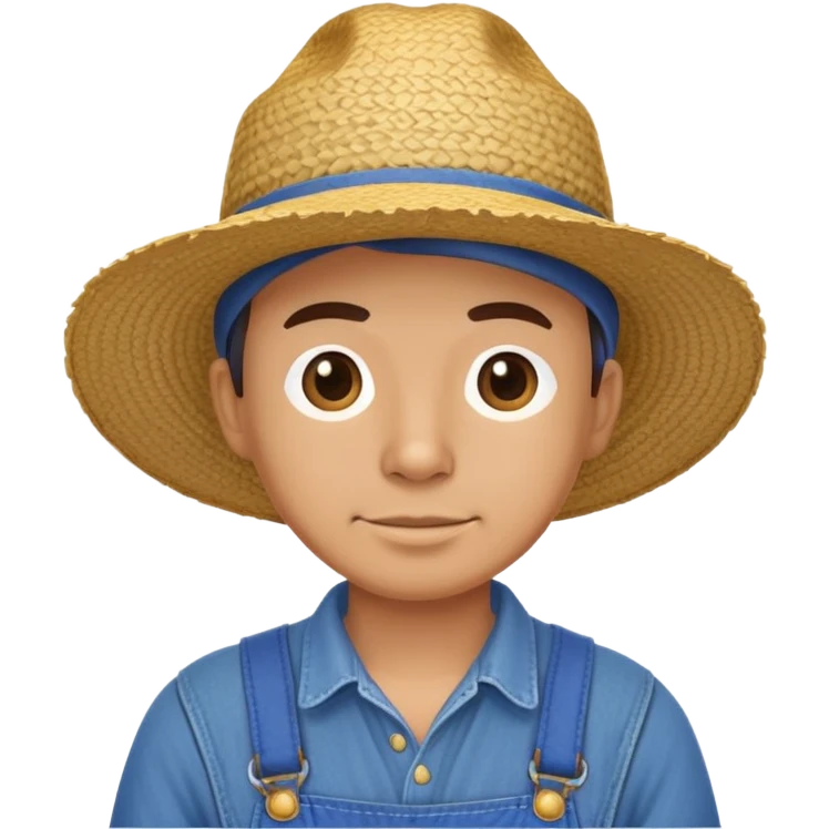 country farmer with straw hat and overalls emoji