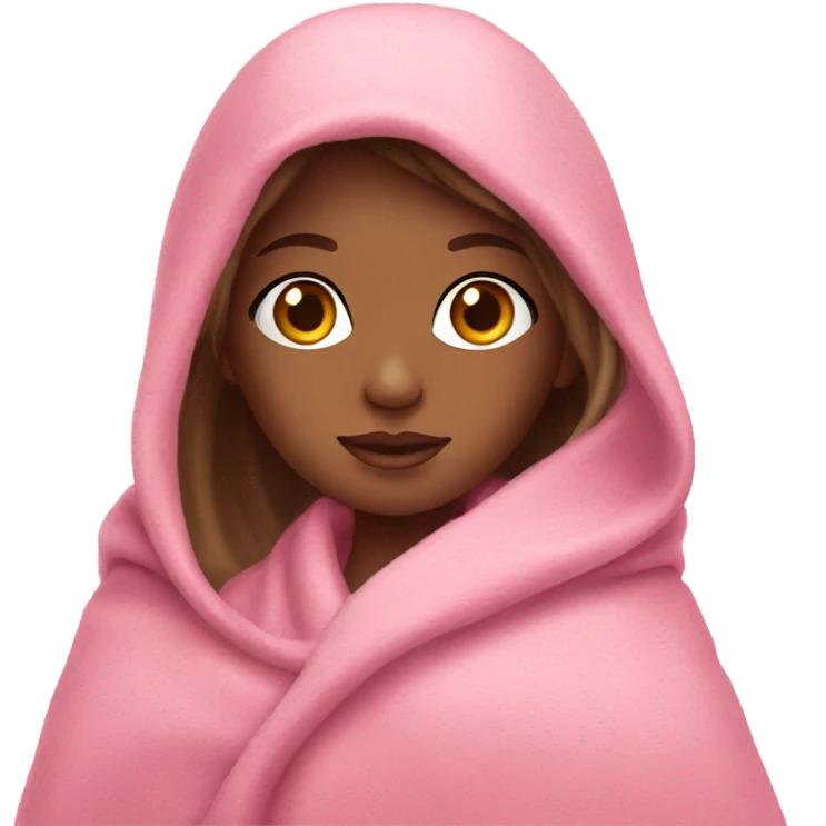 An American girl in a cozy pink blanket  emoji