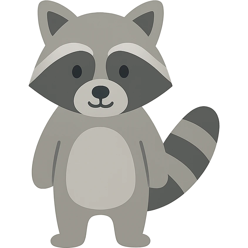 Flat design style raccoon emoji