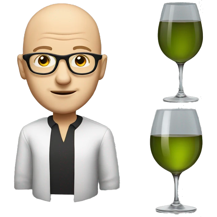 bald man with glasses and glass of vine emoji
