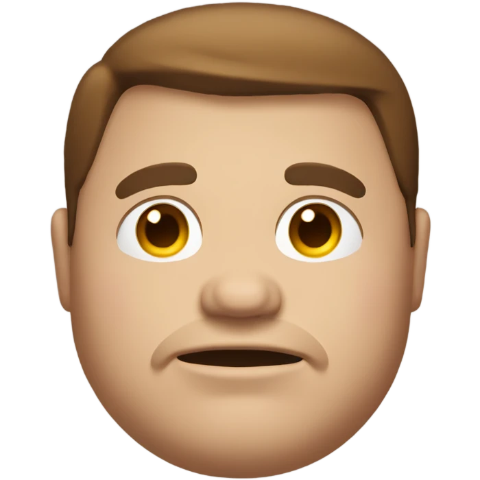 fat guy with brown hair and eyes wide apart emoji