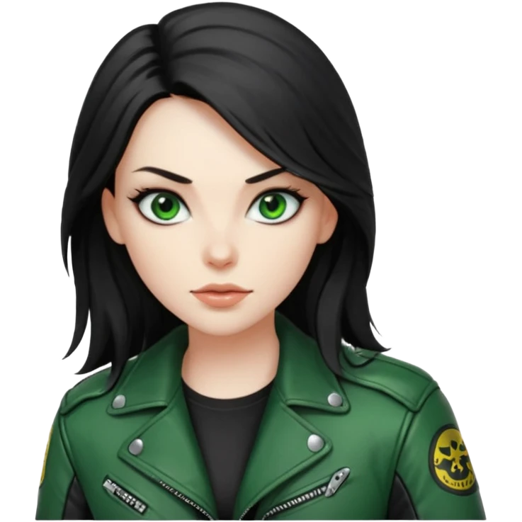 Biker Girl
Black Long Hair
Green Eyes emoji