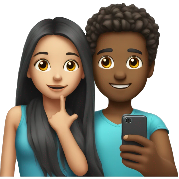 Younger Brother and sister doing selfie emoji