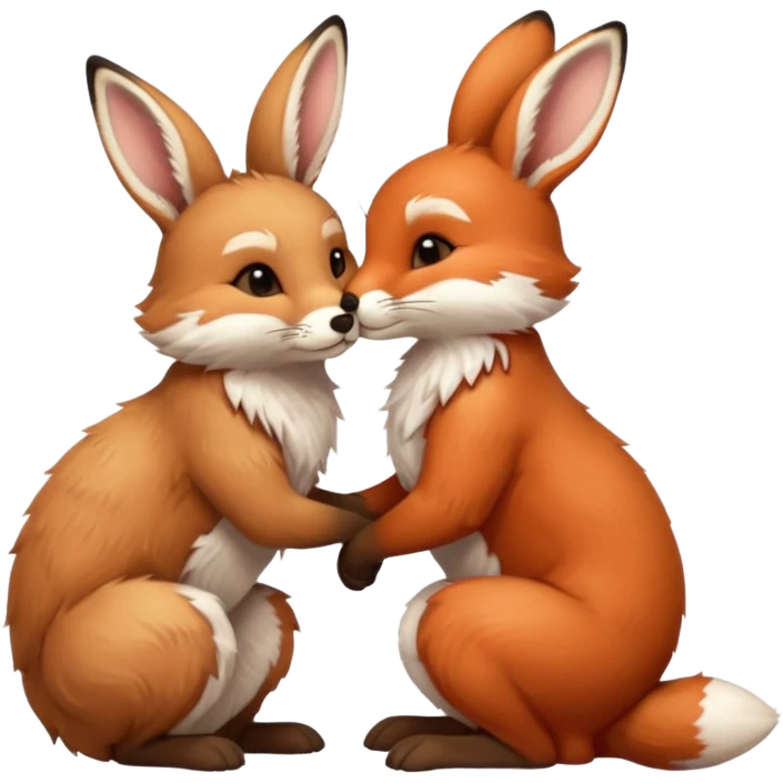 Fox kissing a bunny emoji
