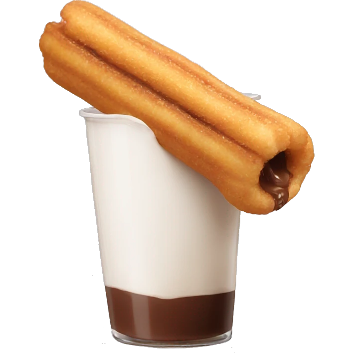 Churro with chocolate dipped tip emoji