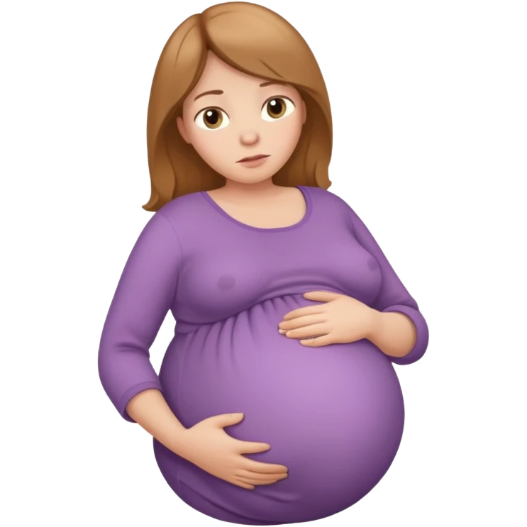 very heavily pregnant overdue woman with unnaturally very large belly emoji