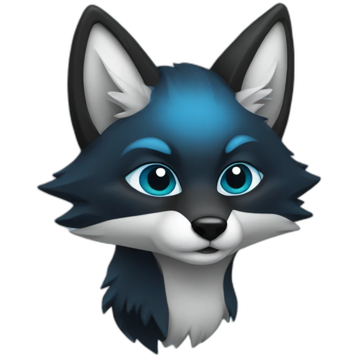Cracking black and Blue Fox emoji