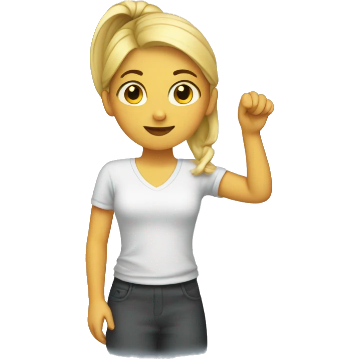 A girl putting making on emoji