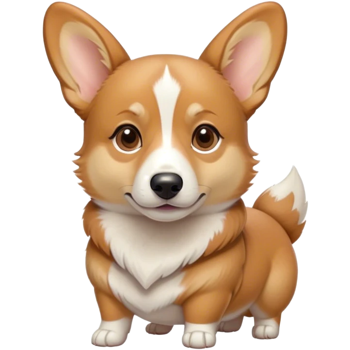 Cinematic Noble Fawn Corgi Portrait Emoji, Poised and regal, with a sturdy, compact build, a smooth fawn coat accented by crisp white markings, and low-set, perky ears, deep-set soulful brown eyes, Simplified yet sharp and sophisticated features, highly detailed, glowing with a soft, dignified glow, high shine, intelligent and loyal, stylized with an air of determination, focused and attentive, soft glowing outline, capturing the essence of a watchful and confident herder, so majestic it feels as though it could trot out of the screen with effortless authority! emoji