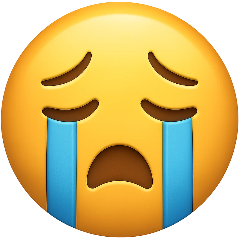 a crying face emoji, expressive and clear emoji