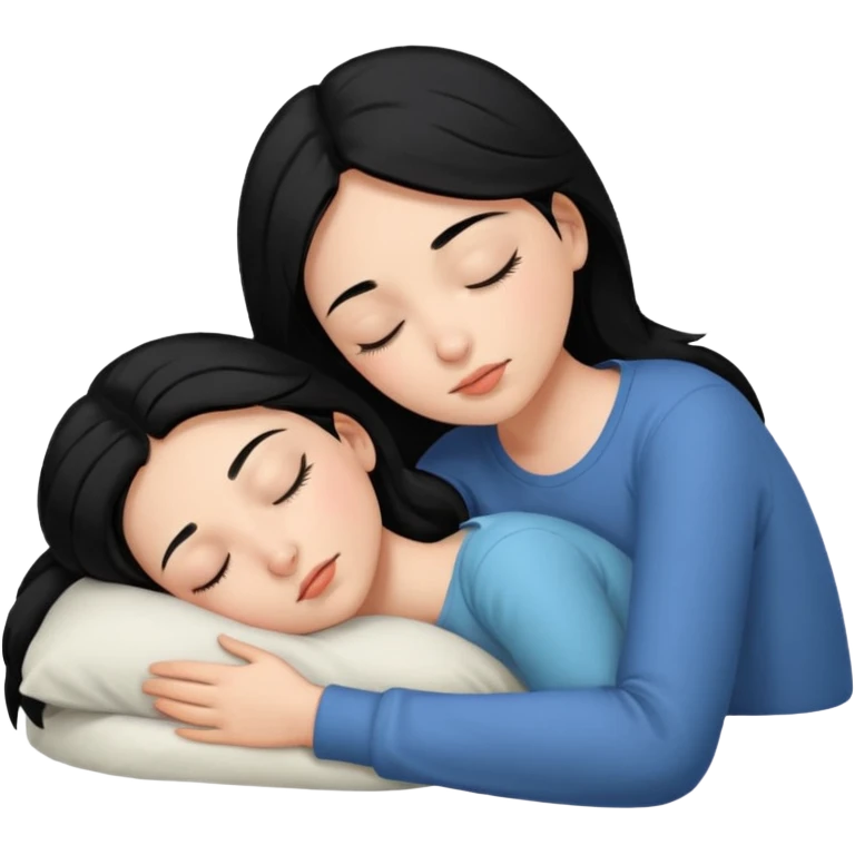 Girl with black hair sleeping emoji
