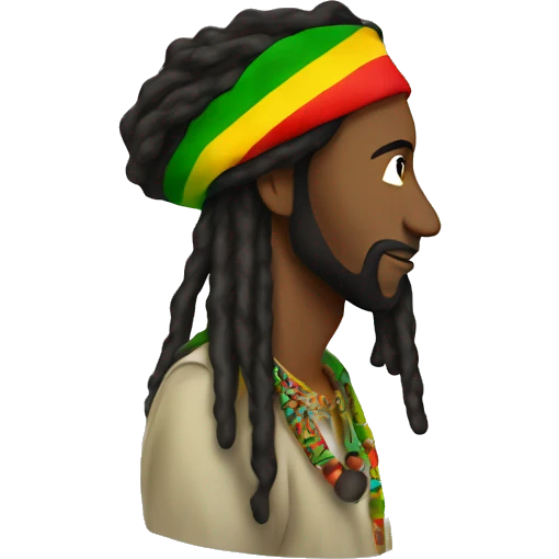 Rasta man in profile with peace hand emoji