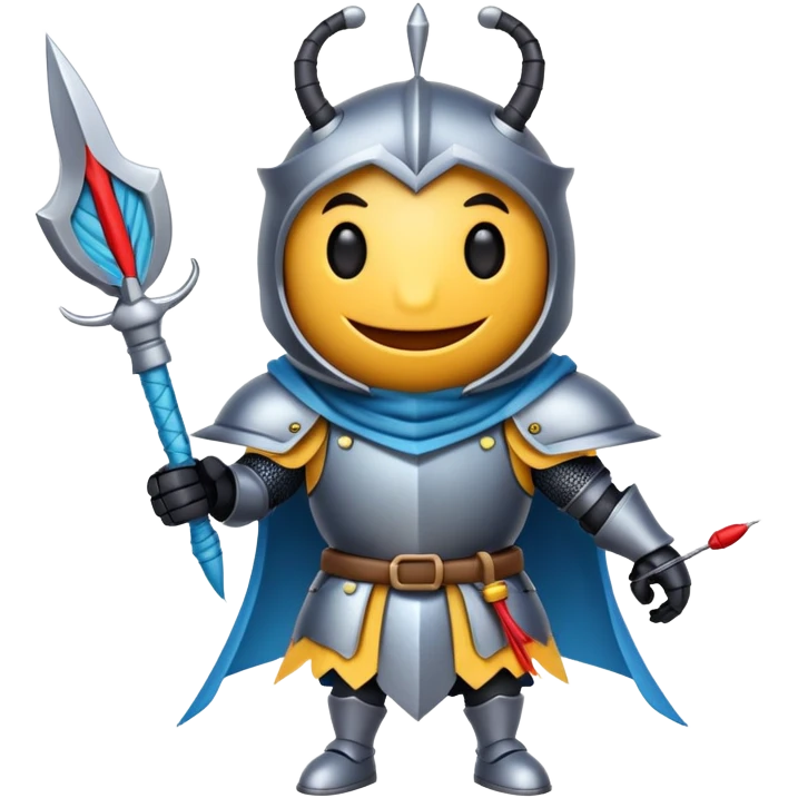 excited bug knight with needle and thread emoji