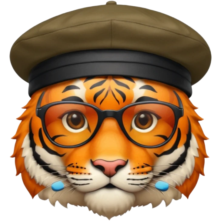 tiger in sunglasses with berets emoji