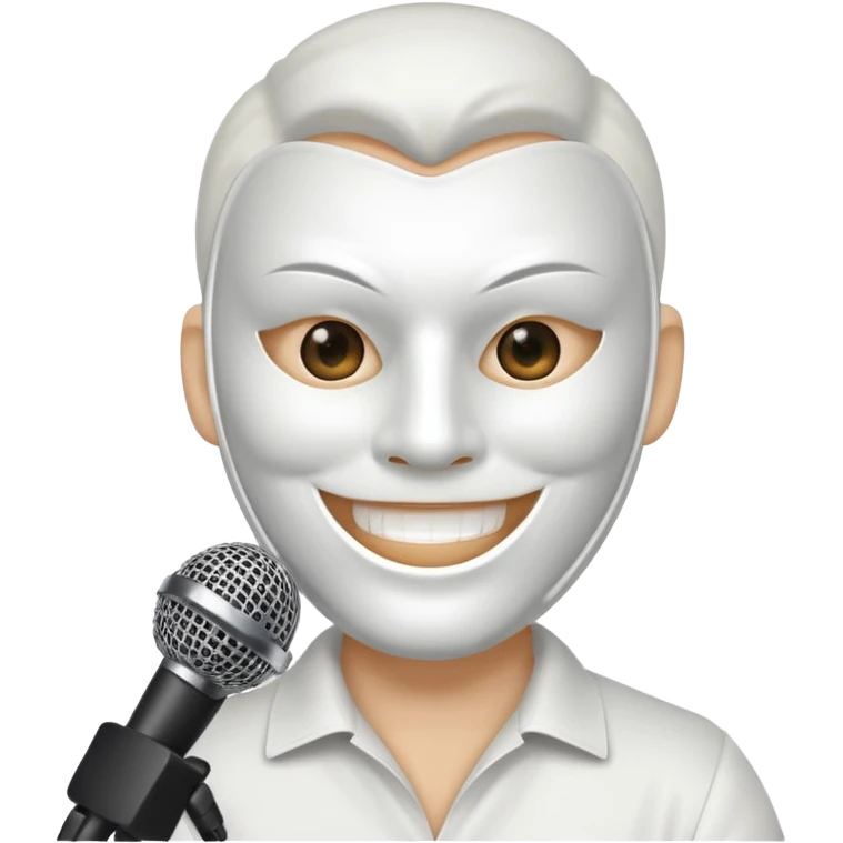 smiling mask with a microphone emoji