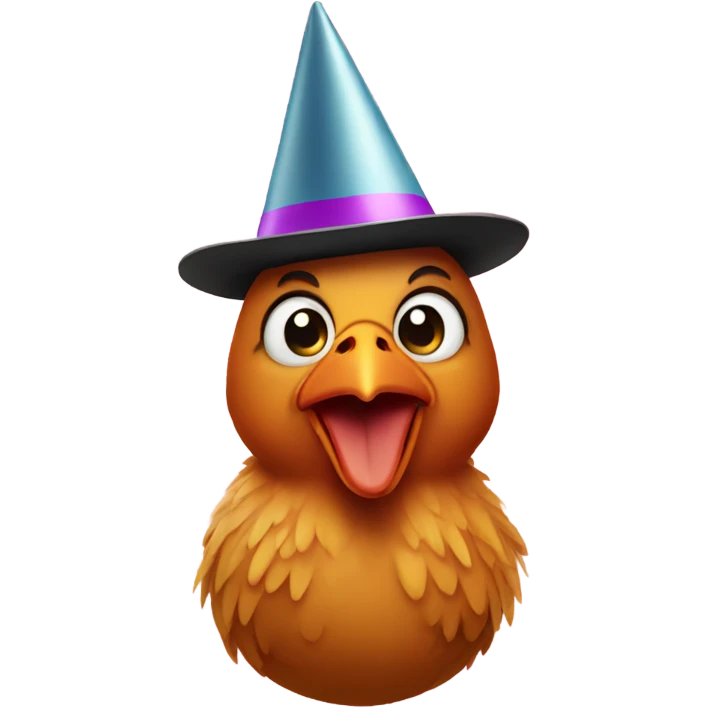 Chicken wearing party hat emoji