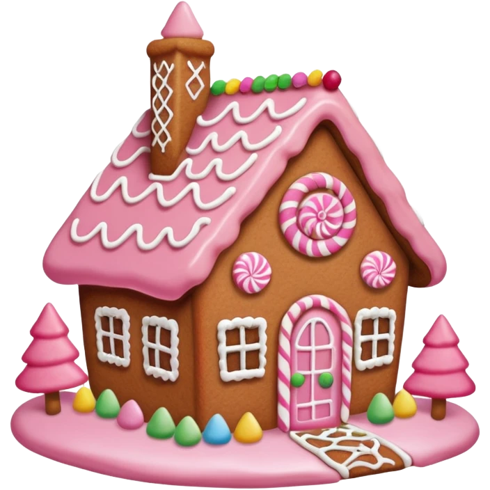 Gingerbread house pink emoji