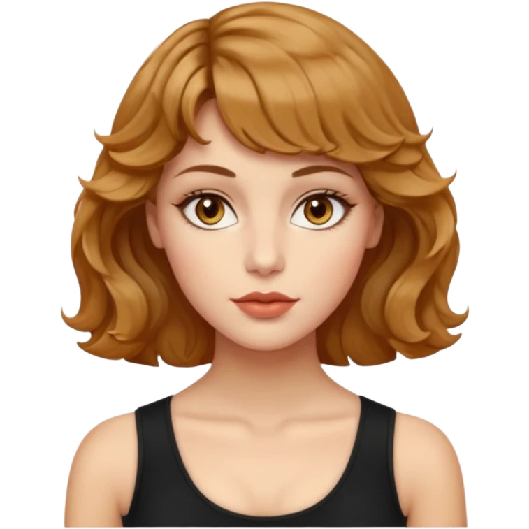 Dalgalı saçlı, hafif perçemli; kehribar gözlü, küçük kalkık burunlu ve dolgun dudaklı. Oval yüzlü, çıkık elmacık kemikli. Omuzları geniş, beli ince, kalçası dolgun.şık bir tarzda, dikkat çekici bir kadın. siyah üstü olucak. emoji