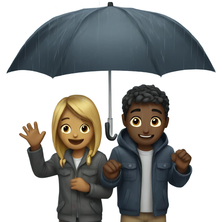 4 friends playing in the rain emoji