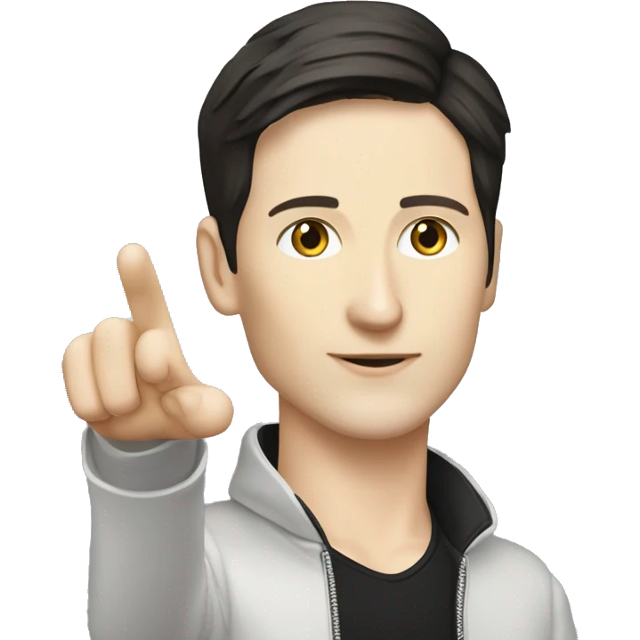 Pavel Durov stands and holds his hand extended to the side, as if he has something in his palm emoji