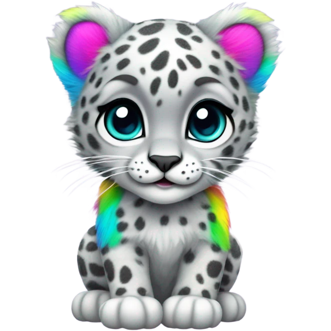 neon rainbow snow leopard cub emoji