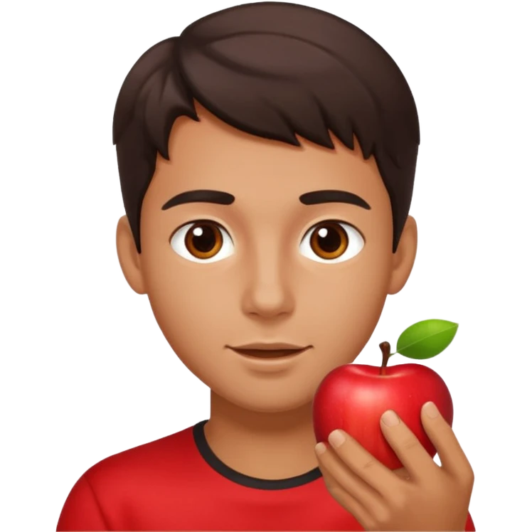 I want you to create an emoji of a spanish sergeant,  He should be a young guy with dark brown hair, brown eyes, his skin color like he’s tan and he’s eating an apple  emoji