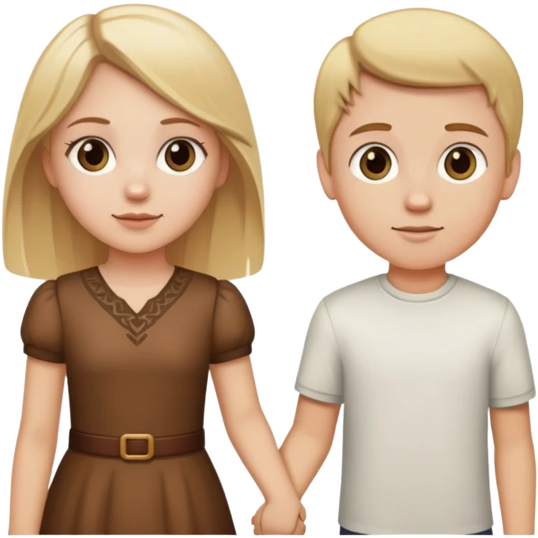 White girl with blonde hair and white boy with brown hair holding hands emoji