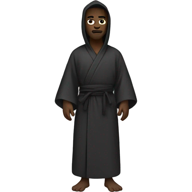 a black man with a ninja mask wearing a robe, full body emoji