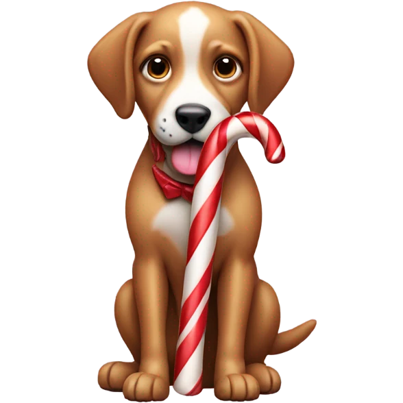 Dog eating a candy cane emoji