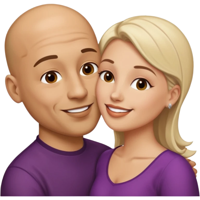Bald Hispanic man kissing white dark blonde woman emoji