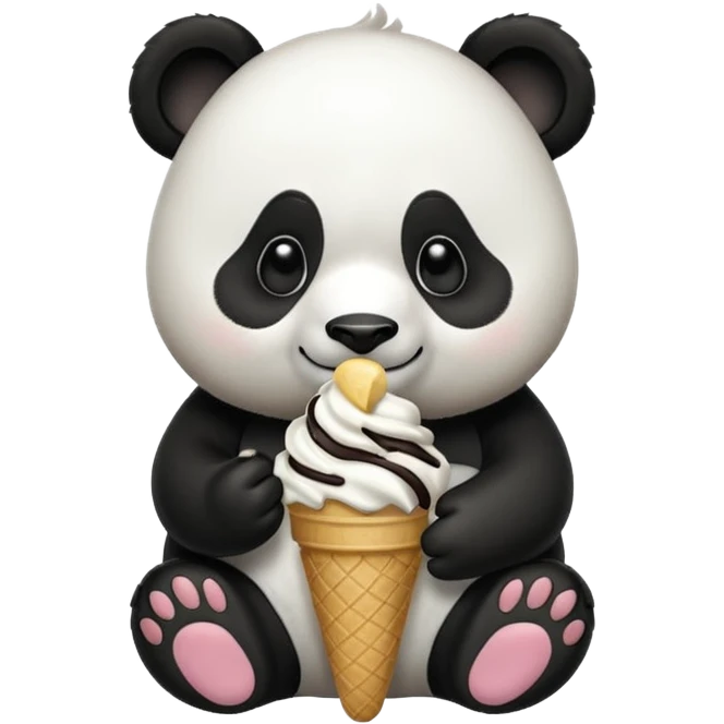 Panda eating ice cream emoji