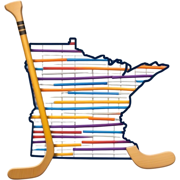 Minnesota state outline with hockey sticks emoji