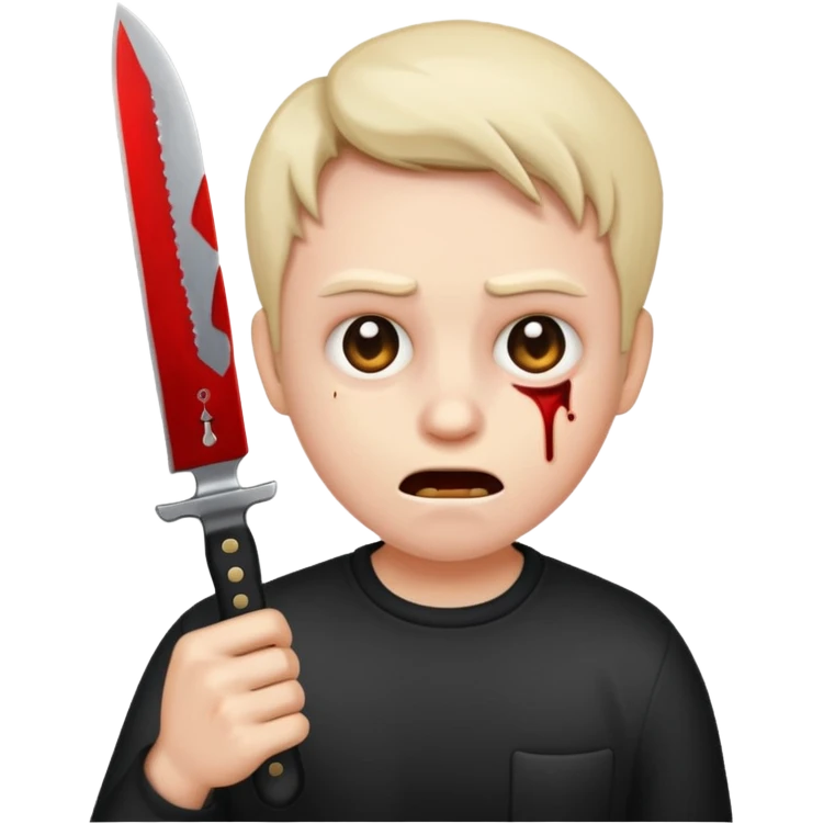 Insane scared injured person with a knife in the classic emoji style  emoji