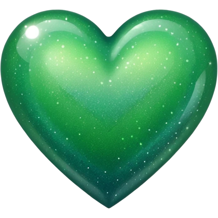 Edit the glittery blue color heart with a subtle gradient and no border to a glittery green color heart with a subtle gradient and no border. Keep the background transparent. Maintain the glittery texture and subtle gradient effect in green emoji