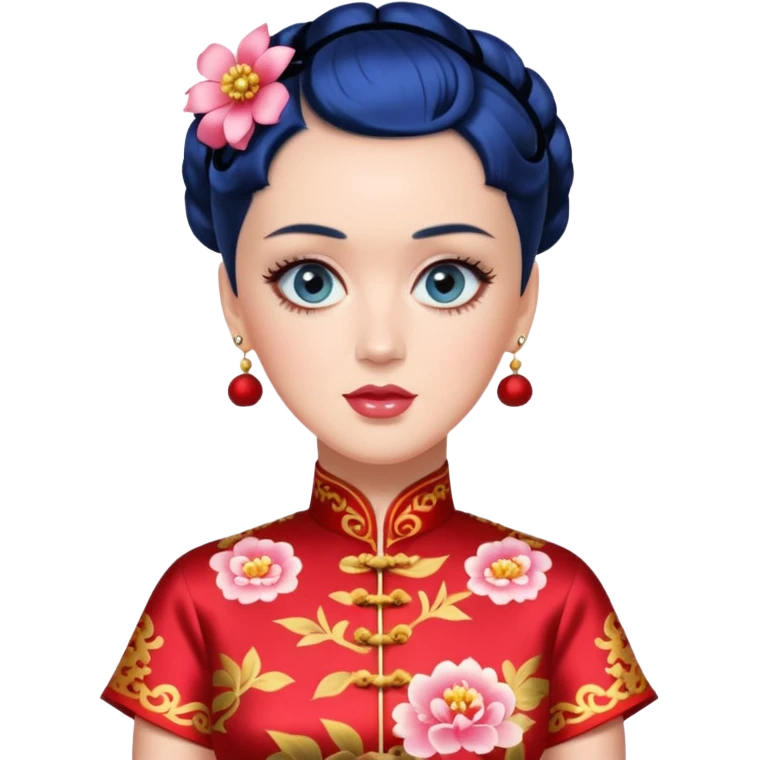 Katy Perry, wearing cheongsam emoji