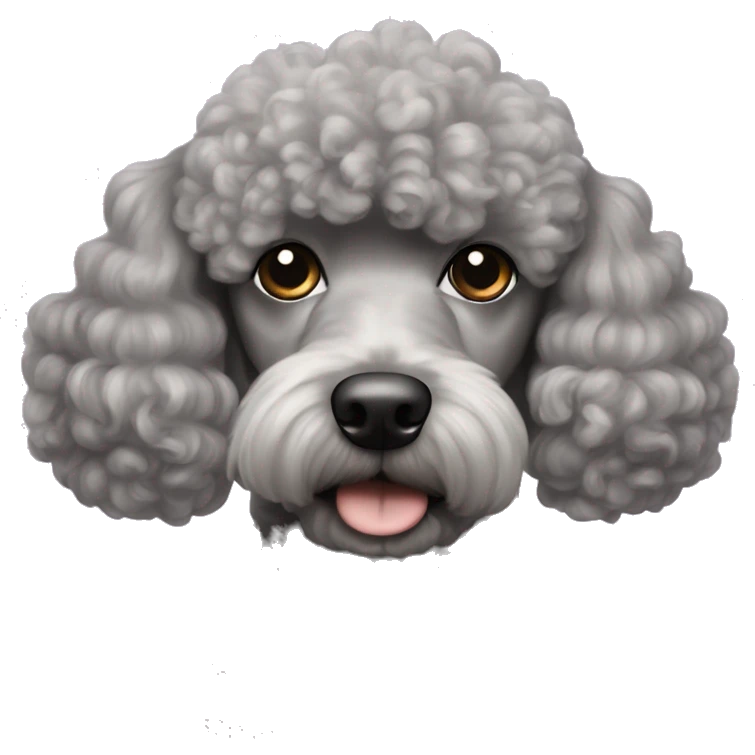 Gray poodle dog with two bows on top of head emoji