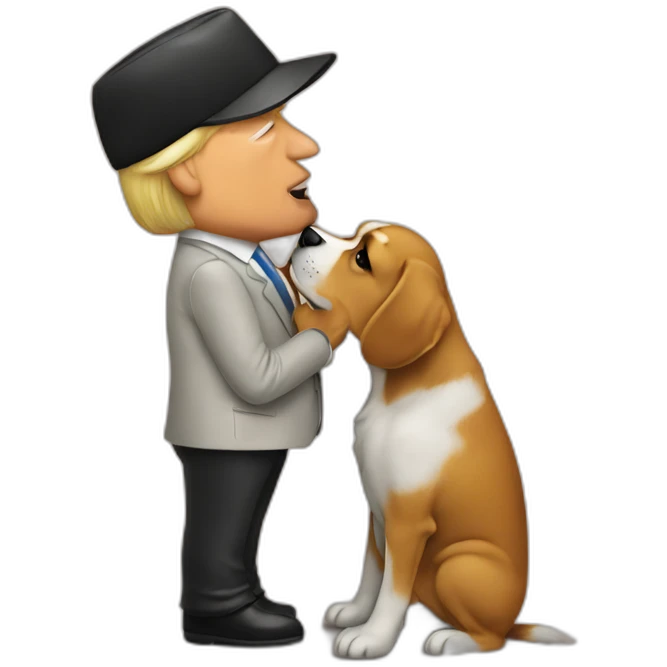 trump kissing a dog emoji