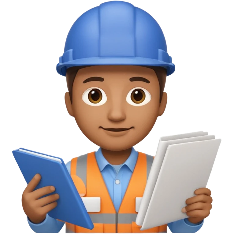 Apple Memoji-style 3D emoji of an architect holding blueprints, clean gradients, rounded shapes, no background. emoji