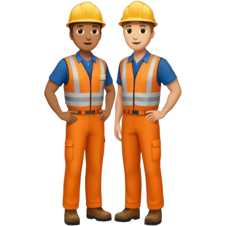Landscaping company employee talking to his client, full body emoji