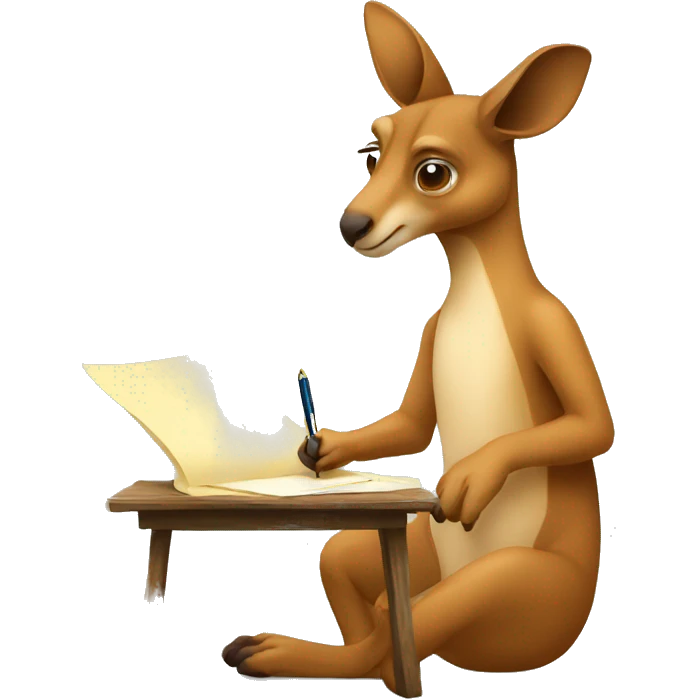 kangaroo writing an essay on paper emoji