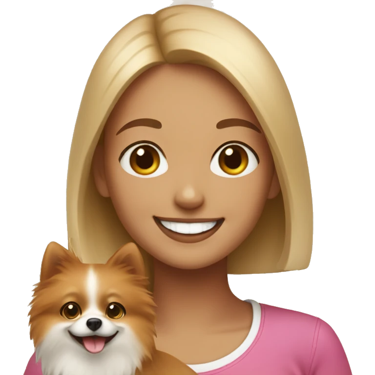 girl smiling with pomeranian emoji