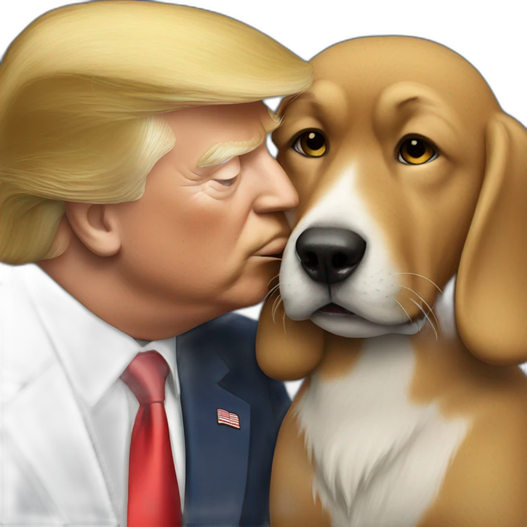 trump kissing a dog emoji