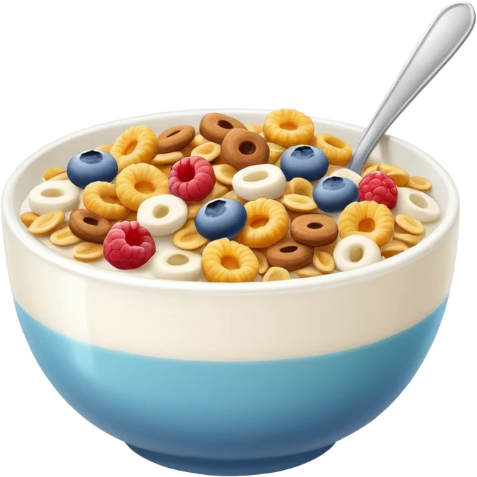 a bowl of cereal with milk, simple, clear emoji